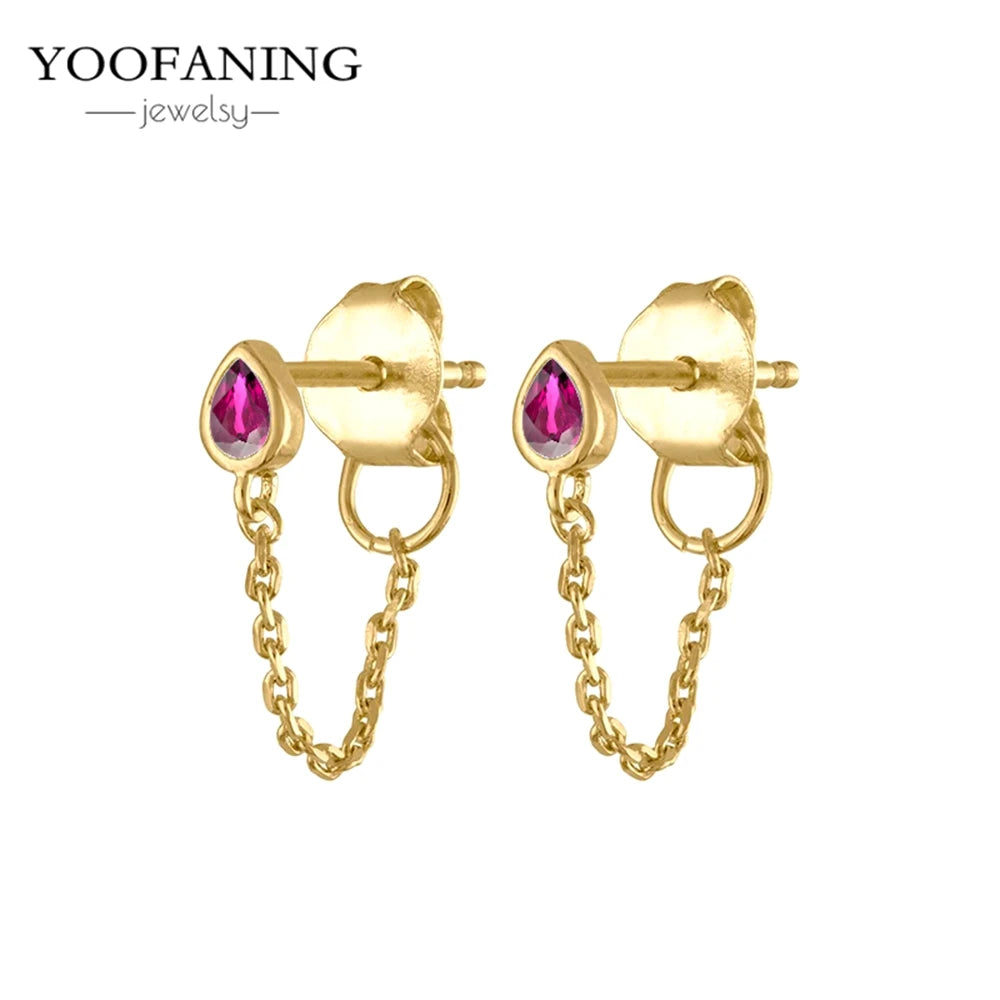 925 Sterling Silver Ear Needle Fashion Exquisite Hoop Earrings  Classic Rose Red Series Earrings for Women Patty Jewelry Gift