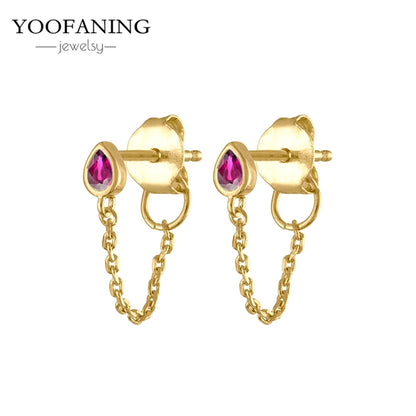 925 Sterling Silver Ear Needle Fashion Exquisite Hoop Earrings  Classic Rose Red Series Earrings for Women Patty Jewelry Gift