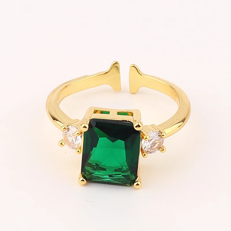 Fashion Green Cubic Zirconia 18K Gold Plated Emerald Crystal For Women Charm Bling Luxury CZ Zircon Jewelry New