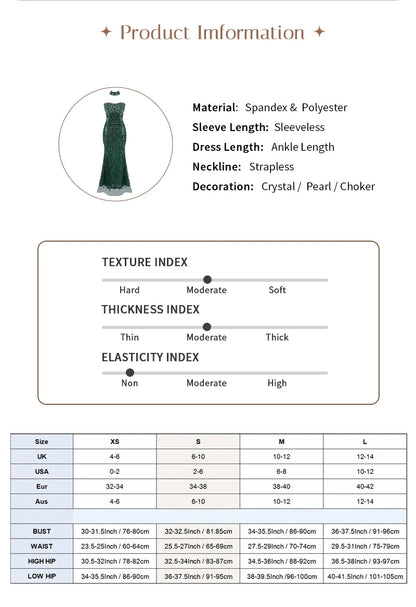 VC Enchanting Sleeveless Beaded Strapless Dress for Special Occasions Party Evening Gown