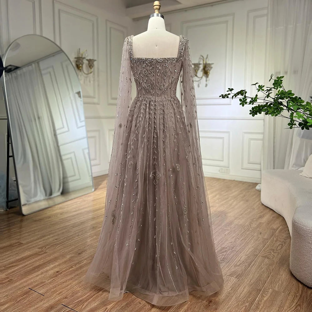 Serene Hill 2025 Customized Pink Elegant Mermaid Luxury Pearls Beaded Arabic Evening Dress Gown for Formal Occasion LA71803A