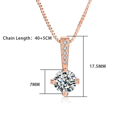 Minimalist Simple Crystal Pendants Necklaces For Women Charms Zirconia Necklace Rose Gold Color Fashionable Neck Jewelry Gifts