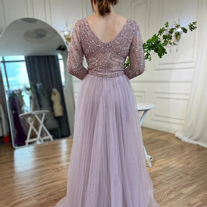 Serene Hill  Mermaid Beaded  Blue Muslim  Evening Dresses Gowns  with Detachable Skirt 2025  LA71750 Customized