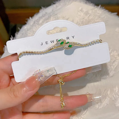 Elegant Black Crystal Eyes Snake Zircon Bracelet Women's Fashionable Personalized Daily Accessory Party Jewelry Birthday Gifts