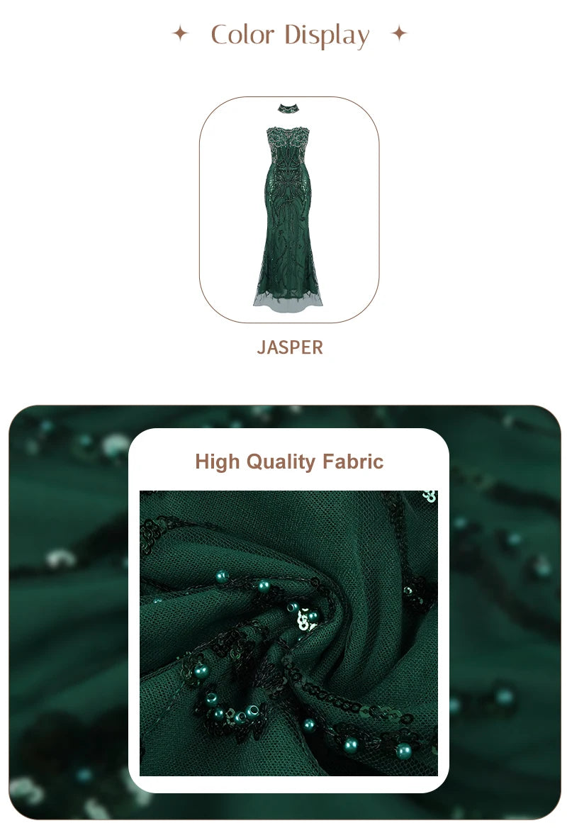 VC Enchanting Sleeveless Beaded Strapless Dress for Special Occasions Party Evening Gown