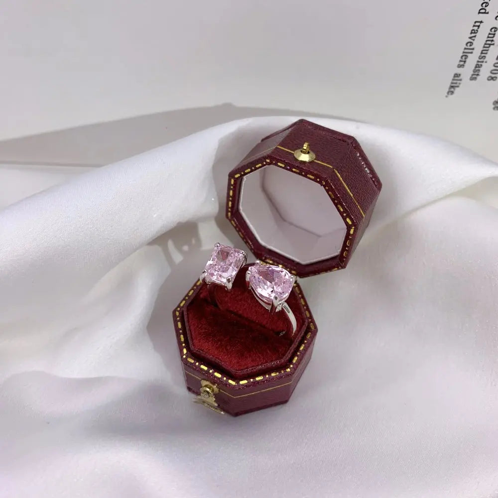 EUREKA 925 Sterling Silver Crushed Ice Cut Lab Pink Sapphire Gemstone Ring For Women Wedding Engagement Jewelry