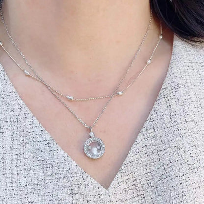 Luxury Round Shape Stackable Pendant Necklace Beautiful Full Cubic Zircon Tennis Chain Dubai Women Party Jewelry Gift D1571