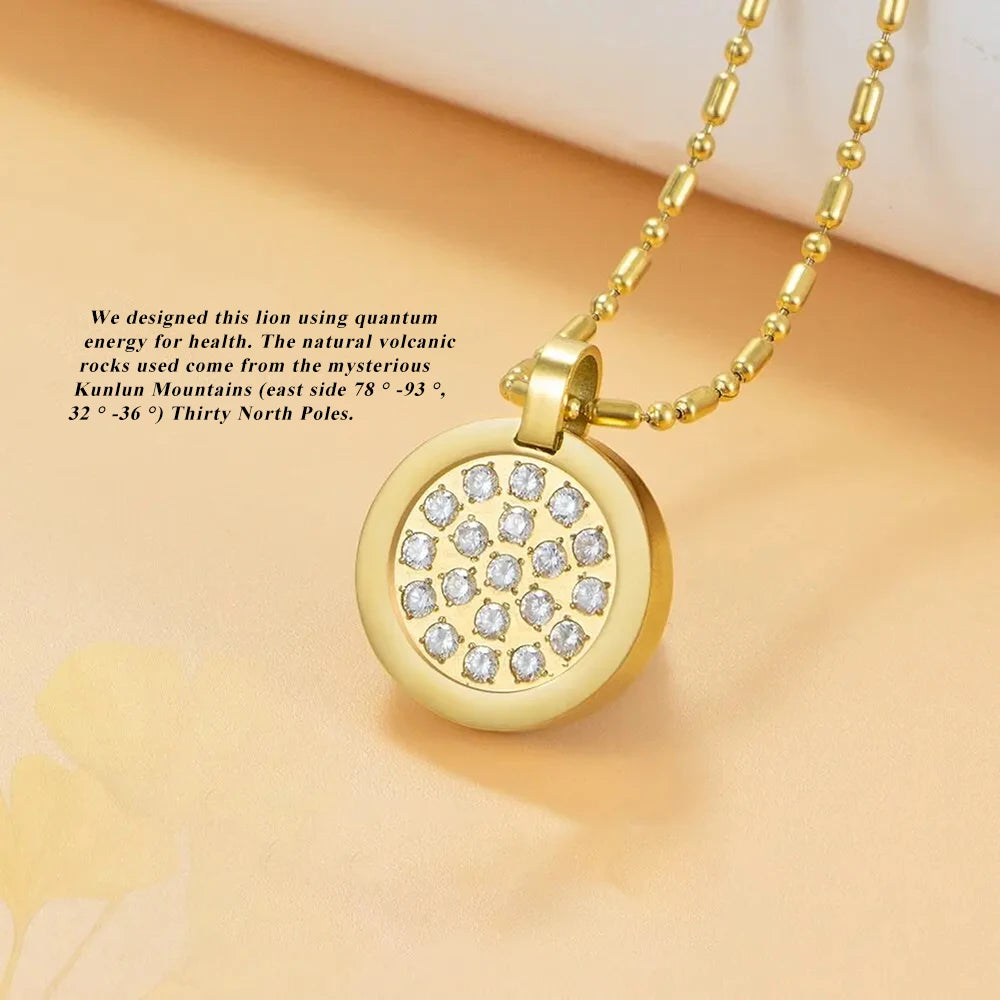 Fashion Necklace Natural Stone Pendants Stainless Steel Abalone Zircon Healing Balance Jewelry with Box Women Gift
