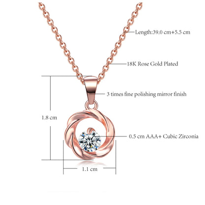 Minimalist Simple Crystal Pendants Necklaces For Women Charms Zirconia Necklace Rose Gold Color Fashionable Neck Jewelry Gifts
