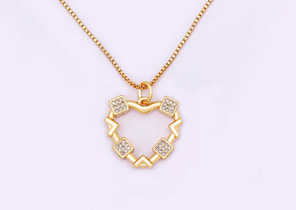 Nidin Romantic Simple Heart-shaped Necklaces Exquisite Crystal Zircon Pendant Gold Plated Clavicle Chain Women's Wedding Jewelry