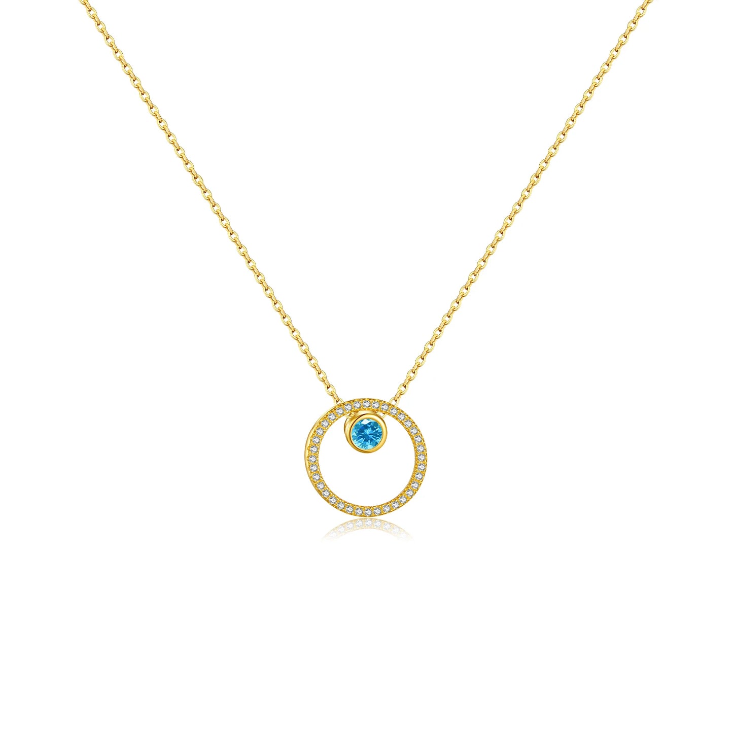 DPLAOPA 925 Sterling Silver Blue Crystal CZ Circle Pendant Zircon Move Triple In 3 Wearing Necklace Luxury Fine Jewelry