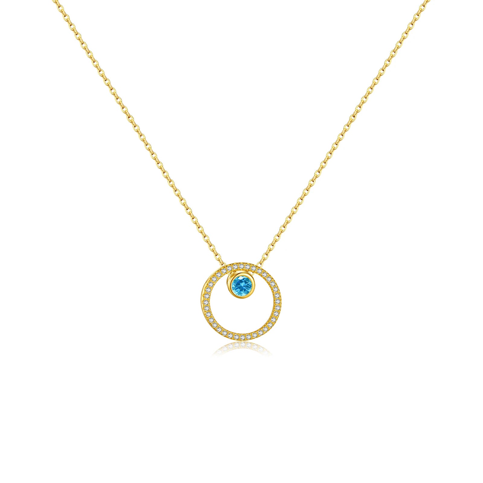 DPLAOPA 925 Sterling Silver Blue Crystal CZ Circle Pendant Zircon Move Triple In 3 Wearing Necklace Luxury Fine Jewelry