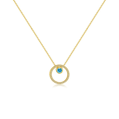 DPLAOPA 925 Sterling Silver Blue Crystal CZ Circle Pendant Zircon Move Triple In 3 Wearing Necklace Luxury Fine Jewelry