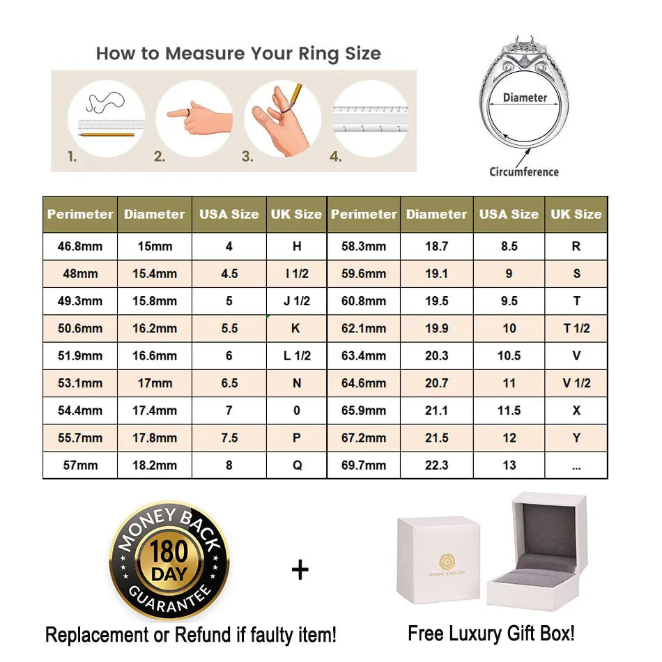 Newshe 925 Sterling Silver Moissanite Rings for Women Engagement Wedding Band Simulated Diamond Jewelry Luxury Enhancer Ring