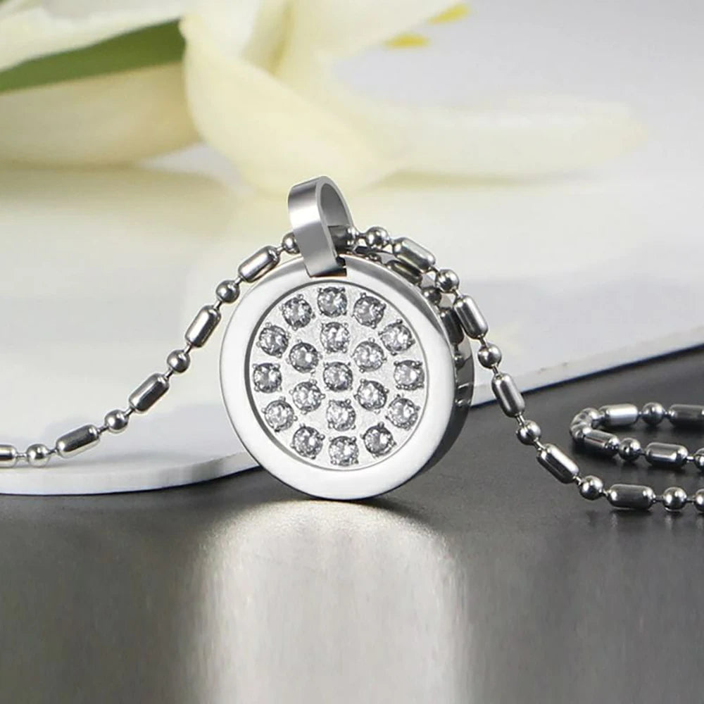 Fashion Necklace Natural Stone Pendants Stainless Steel Abalone Zircon Healing Balance Jewelry with Box Women Gift