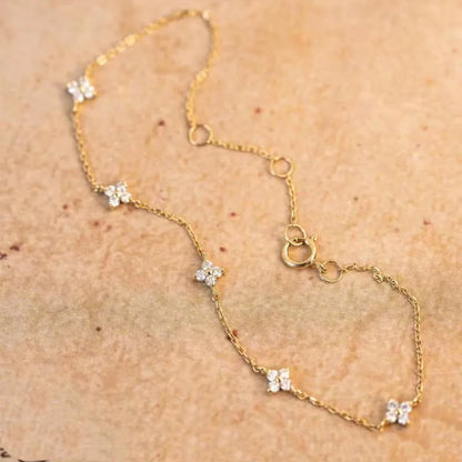 CCFJOYAS 100% 925 Sterling Silver Mini Flower Zircon Bracelet for Girl Minimalist 18k Gold Plated Lucky Bracelet Fine Jewelry