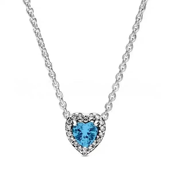 Colorful Heart Shaped Pendants Necklace Original 925 Sterling Silver Elevated Heart Necklace Lover's Holiday Fine Jewelry Gift