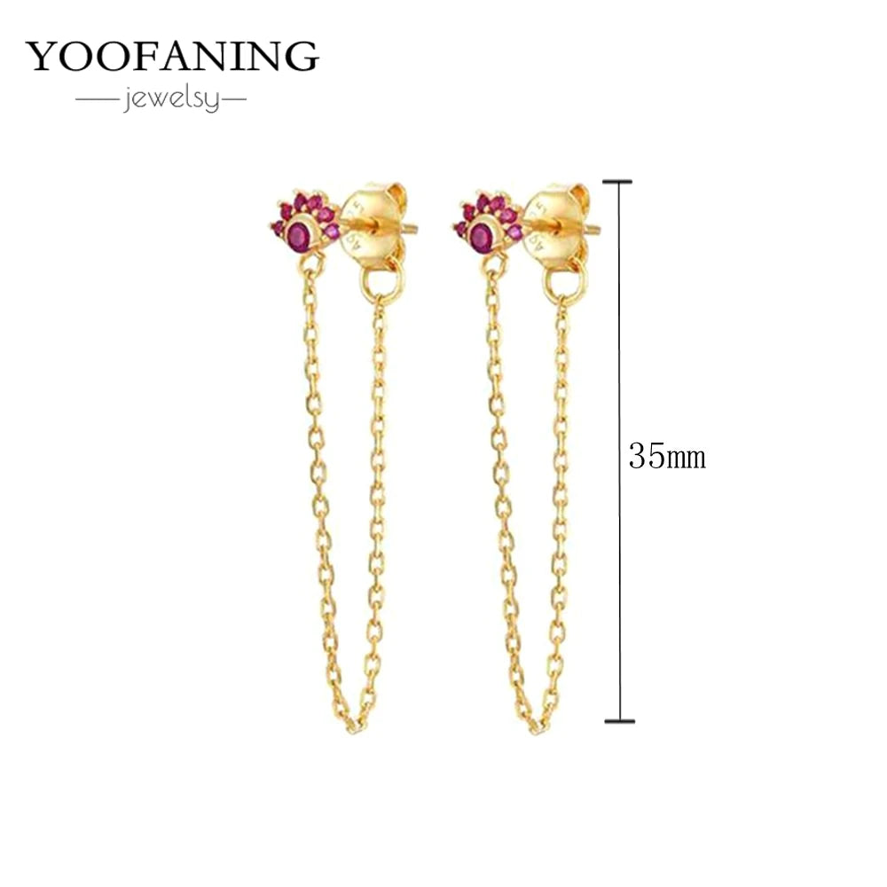 925 Sterling Silver Ear Needle Fashion Exquisite Hoop Earrings  Classic Rose Red Series Earrings for Women Patty Jewelry Gift