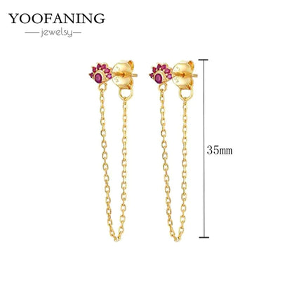 925 Sterling Silver Ear Needle Fashion Exquisite Hoop Earrings  Classic Rose Red Series Earrings for Women Patty Jewelry Gift