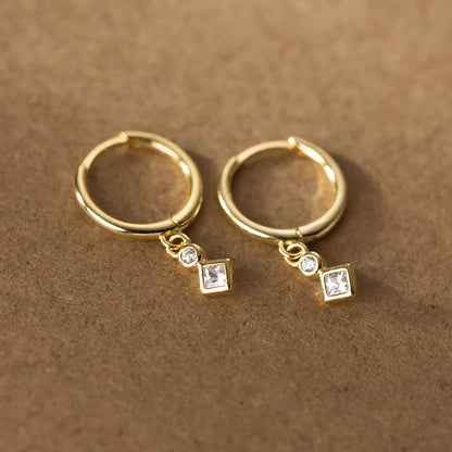 INZATT INS Hot Real 925 Sterling Silver Zircon Hoop Earrings For Fashion Women Punk Fine Jewelry 18k Gold Accessories