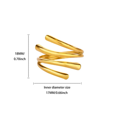 Stainless Steel Irregular Wave Rings For Women Creative Gold Color Adjustable Open Ring Female Jewelry Punk Rapper Anillos Gifts