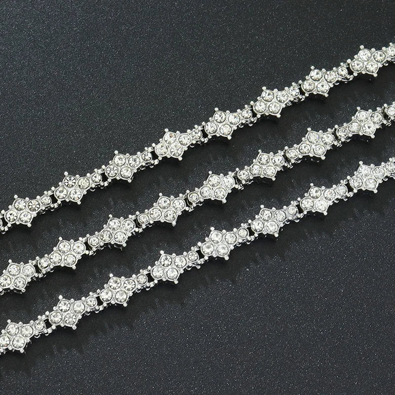Round Stone Star Cubic Zirconia Bracelet Hip-Hop Jewelry For Men Shiny Elegant Fashion Accessory Classic  Gift For Birthday