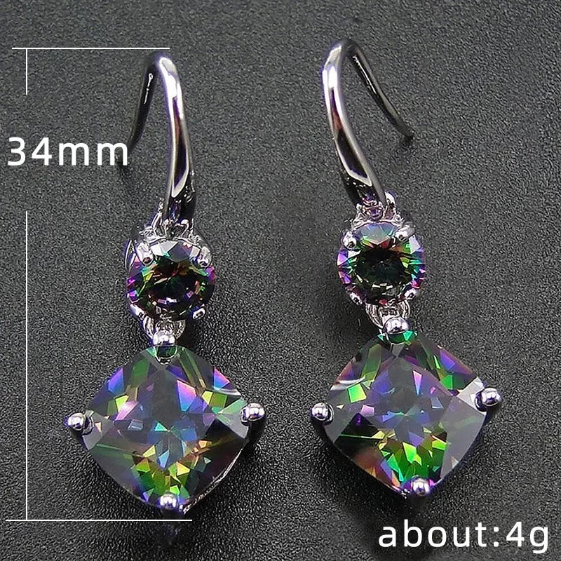 2025 New Colorful Crystal Zircon Bridal Earrings, European and American Personalized Fashion Trend, High End Jewelry