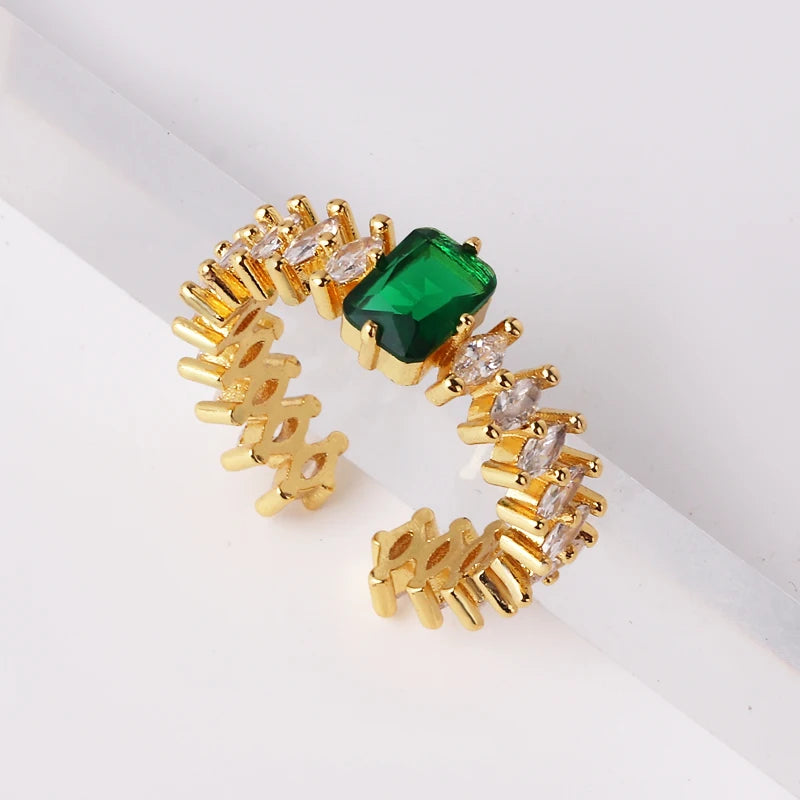 Fashion Green Cubic Zirconia 18K Gold Plated Emerald Crystal For Women Charm Bling Luxury CZ Zircon Jewelry New
