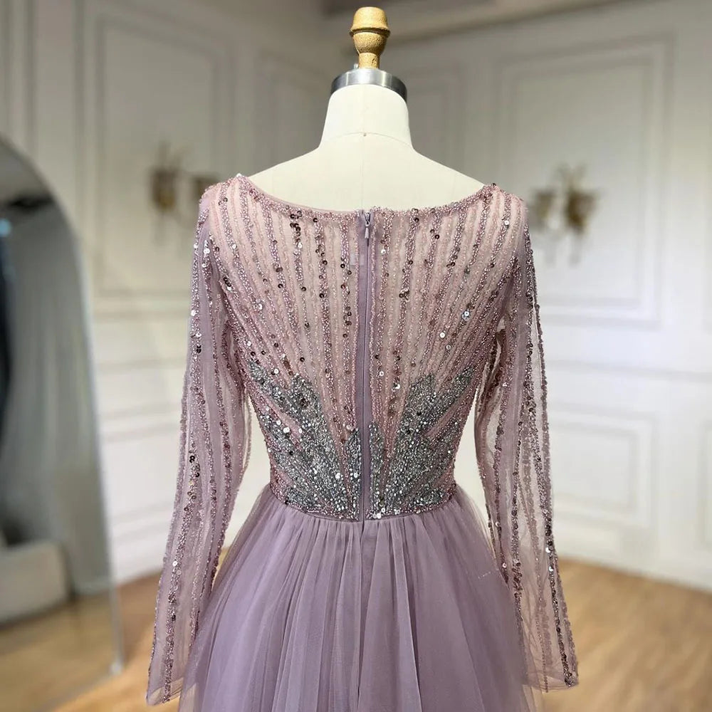 Serene Hill Pink  With Overskirt Split  Beaded Mermaid Evening Dresses Gowns  2025 LA72431 Customized