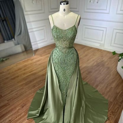 Sage Green Beaded Evening Dresses Gowns with Detachable Overskirt for Party LA72733A 2025 Customized Serene Hill