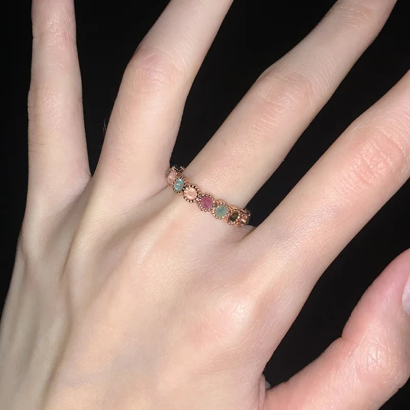 925 Sterling Silver Open Finger Ring Elegant Rose Pink Shining Dazzling Stackable For Women Jewelry Gift Dropship Wholesale