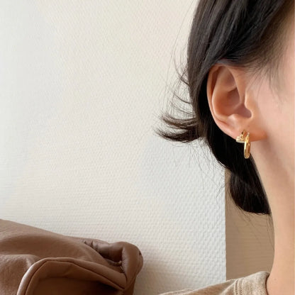 XINYI Plated Zircon Round Circle Hoop Earring for Women Minimalist Trendy Accessories Party Wedding Jewelry gifts