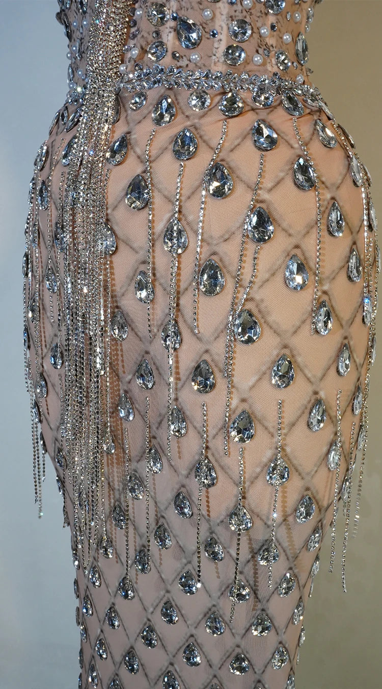 luxury Bright Crystal Dress Sexy Luxury Beaded Rhinestone Tulle Evening Prom Party Dress Noble Shooting Wedding Wedding Dresses