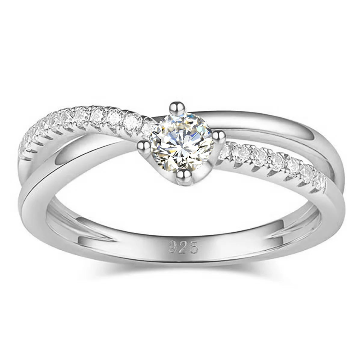 Certificated Moissanite Rings For Women Solid 925 Sterling Silver Eternity Band Wedding Jewelry Gift For Girl Pass Diamond Test