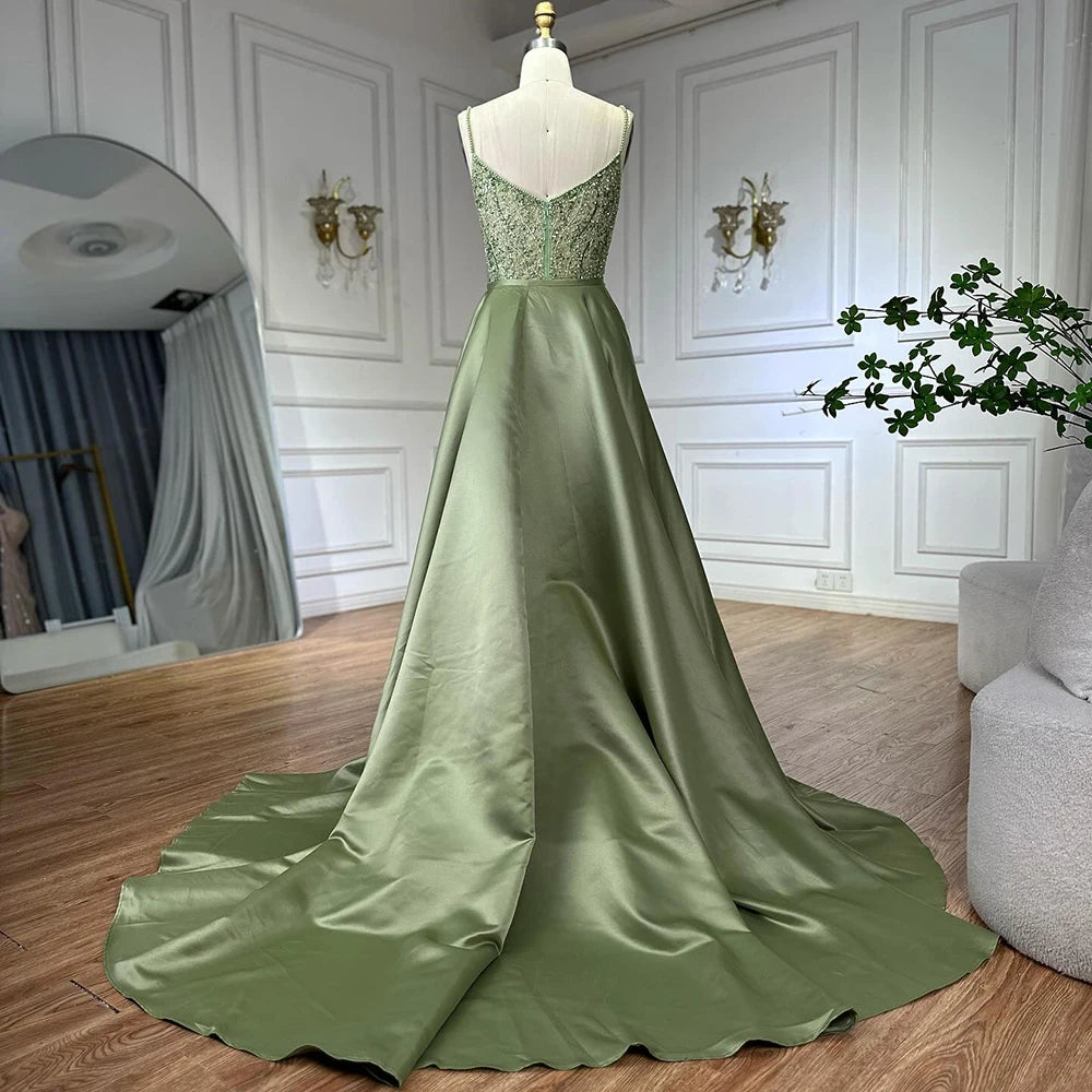 Sage Green Beaded Evening Dresses Gowns with Detachable Overskirt for Party LA72733A 2025 Customized Serene Hill
