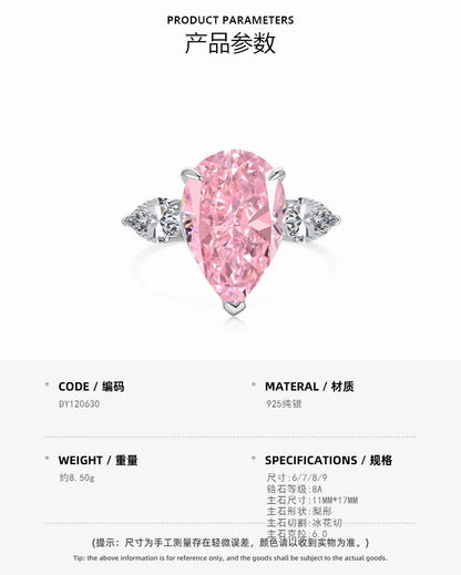EUREKA 925 Sterling Silver Crushed Ice Cut Lab Pink Sapphire Gemstone Ring For Women Wedding Engagement Jewelry