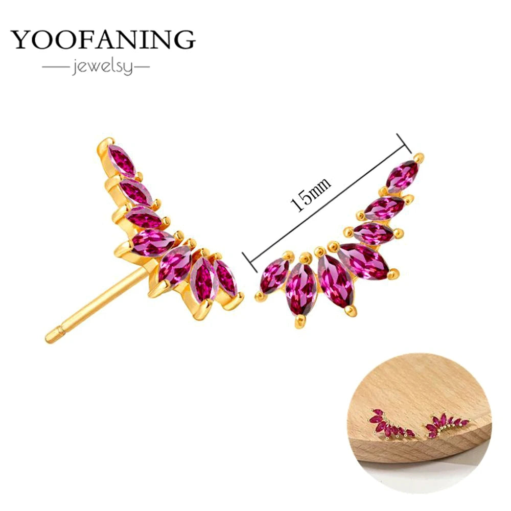 925 Sterling Silver Ear Needle Fashion Exquisite Hoop Earrings  Classic Rose Red Series Earrings for Women Patty Jewelry Gift