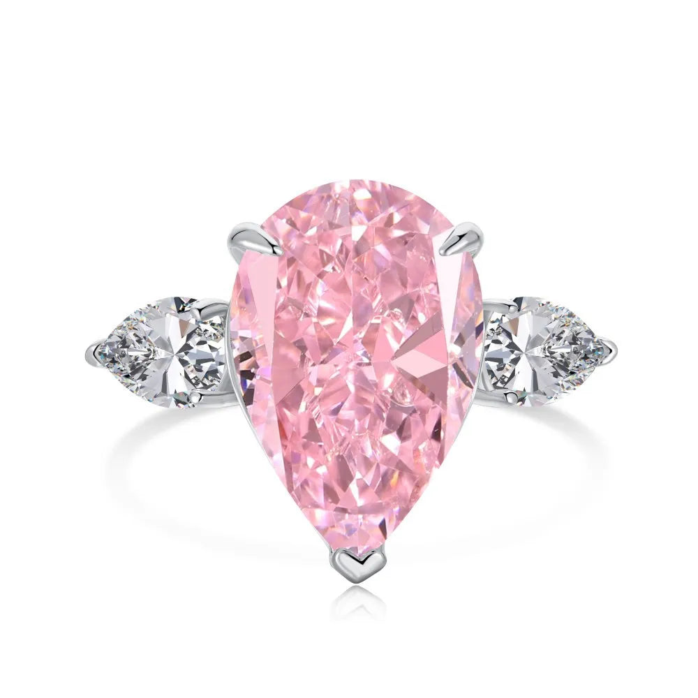 EUREKA 925 Sterling Silver Crushed Ice Cut Lab Pink Sapphire Gemstone Ring For Women Wedding Engagement Jewelry
