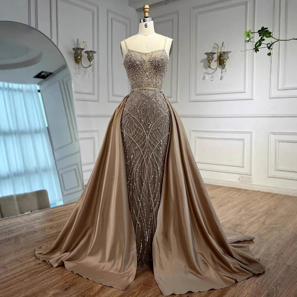 Sage Green Beaded Evening Dresses Gowns with Detachable Overskirt for Party LA72733A 2025 Customized Serene Hill