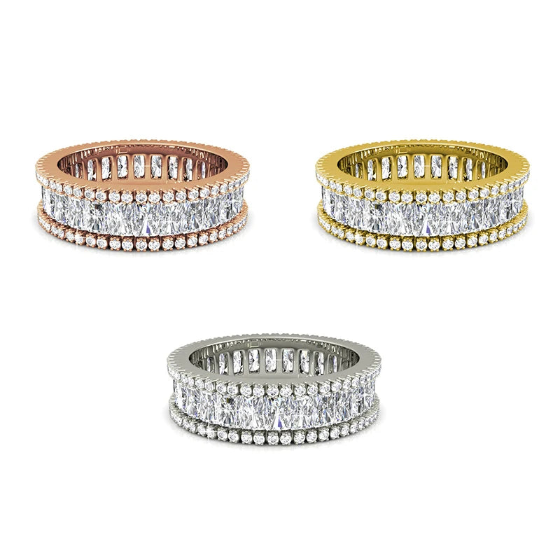 Daisini Band Ring Embellished with Premium Swarovski Crystals for Women Quality Brass with 18K White Gold Plated Fashion Jewelry