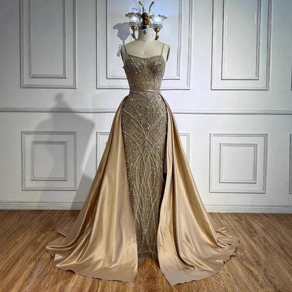 Sage Green Beaded Evening Dresses Gowns with Detachable Overskirt for Party LA72733A 2025 Customized Serene Hill