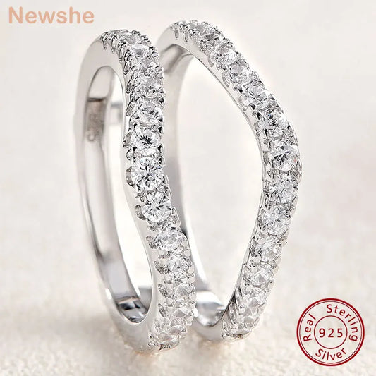 Newshe 925 Sterling Silver Moissanite Rings for Women Engagement Wedding Band Simulated Diamond Jewelry Luxury Enhancer Ring