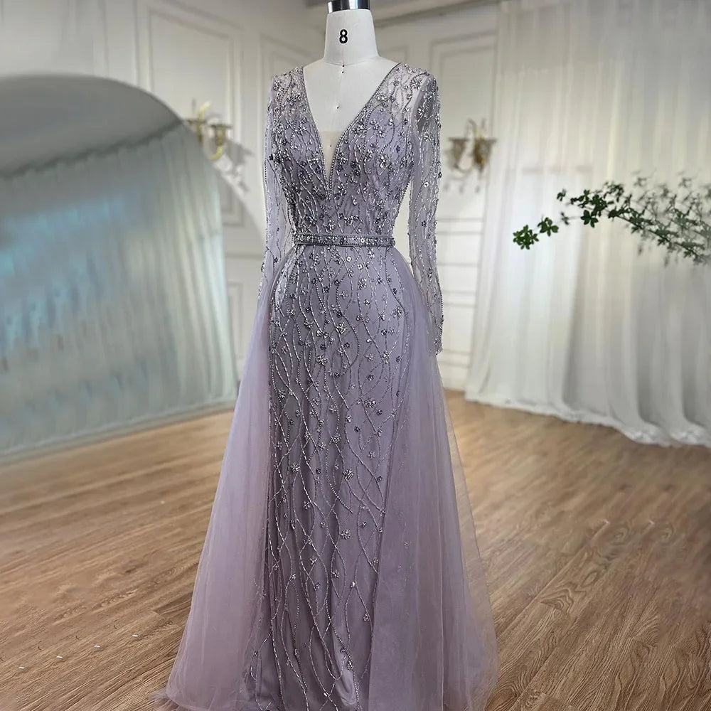 Serene Hill L Lilac s 2025 Dubai Elegant Diamond  Long Luxury Evening Dresse Mermaid Beaded Formal Dress LA70341 Customized