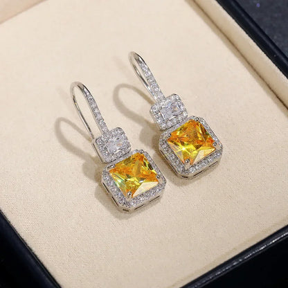 2025 New Colorful Crystal Zircon Bridal Earrings, European and American Personalized Fashion Trend, High End Jewelry