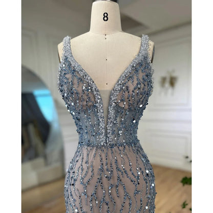 Serene Hill Pink Mermaid High Split Evening Dresses Feather Beaded Gowns Long 2025 For Women Wedding Party LA72152 Customized