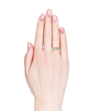 Daisini Band Ring Embellished with Premium Swarovski Crystals for Women Quality Brass with 18K White Gold Plated Fashion Jewelry