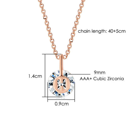 Minimalist Simple Crystal Pendants Necklaces For Women Charms Zirconia Necklace Rose Gold Color Fashionable Neck Jewelry Gifts