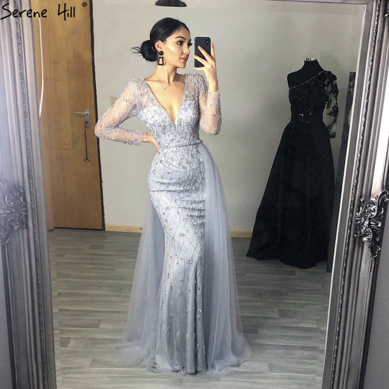 Serene Hill L Lilac s 2025 Dubai Elegant Diamond  Long Luxury Evening Dresse Mermaid Beaded Formal Dress LA70341 Customized