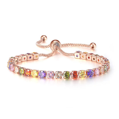 Adjustable Colorful Birthstone Tennis Bracelets for Women 4MM Crystal Bangle Girls Hand Chain Trend Jewelry Accessories H133