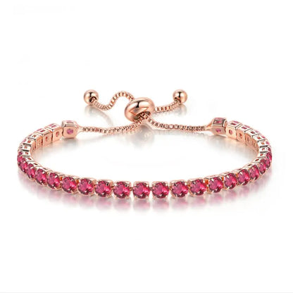 Adjustable Colorful Birthstone Tennis Bracelets for Women 4MM Crystal Bangle Girls Hand Chain Trend Jewelry Accessories H133